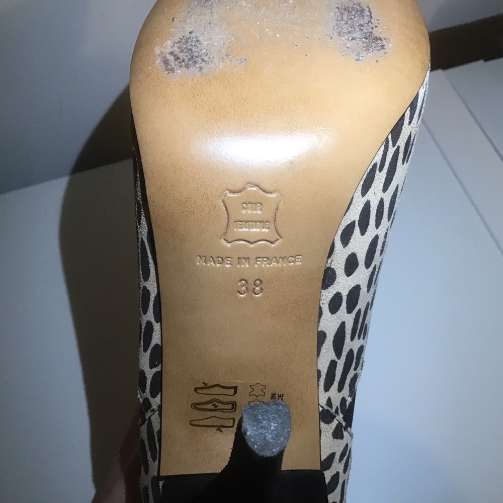 Isabel Marant Suede Bkack Tan Leopard Print Ankle Boots‎ Booties 7 38 France LN - Picture 5 of 8